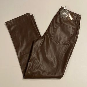 Dollhouse Juniors SZ 9/10 Brown Curvy Vegan Leather Pants New D4(e)